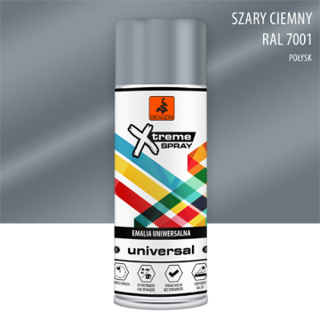 Emalia uniwersalna w aerozolu szary ciemny RAL 7001 400ml Dragon