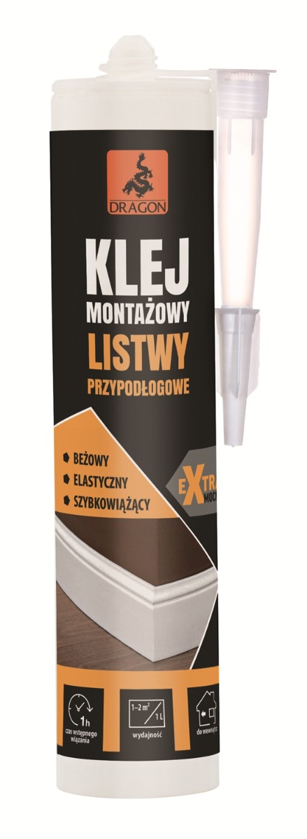 Klej montażowy Dragon do listew przypodłogowych &ndash; produkt w kartuszu z aplikatorem